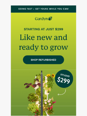 Gardyn - Going Fast: Refurbished Gardyn Studios Only $299 🌱