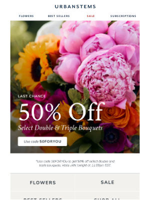 UrbanStems - Last Call for 50% Off