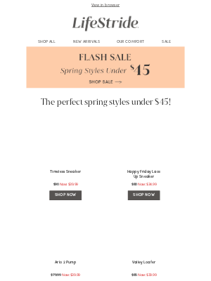 LifeStride - FLASH SALE! Everything in this email is under $45!