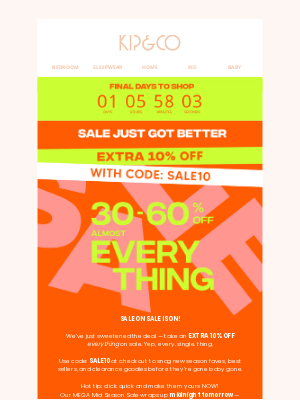 Kip and co (Australia) - Extra 10% OFF all SALE starts now 🚨 Get it or regret it!