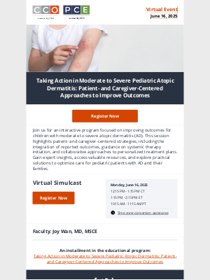 Clinical Care Options - Join Us 6/16 for Atopic Dermatitis: Patient- and Caregiver-Centered Approaches