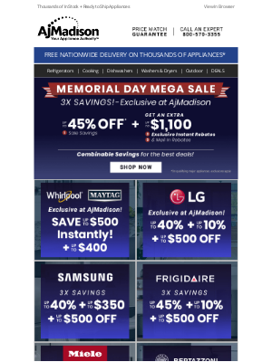 AJ Madison - Memorial Day Mega Sale - 3X Savings Exclusives