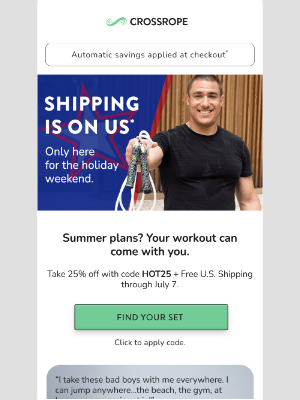 Crossrope - YES to long weekends. NO to shipping fees.