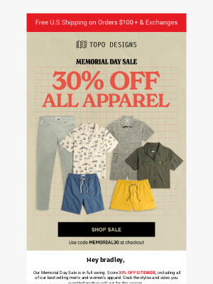 Topo Designs - 🩳 All Apparel 30% OFF for Memorial Day