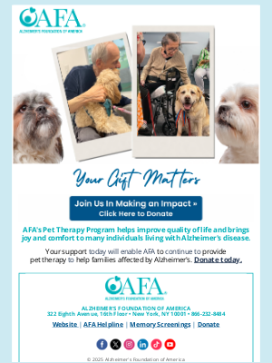 Alzheimer's Foundation of America - AFA's Pet Therapy Program Brings Smiles and Joy