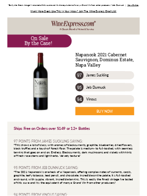 Wine Enthusiast Magazine - 97-Pt Napanook Dominus Estate Cab Latest Release—On Sale by the Case!