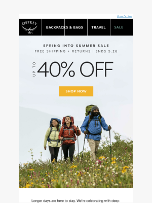 Osprey - Don't miss the start of our Spring into Summer Sale!