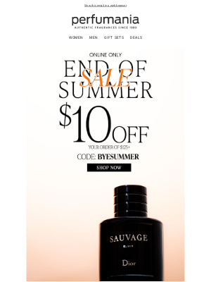 perfumania - Don’t Miss Out – $10 Off Ends at Midnight!