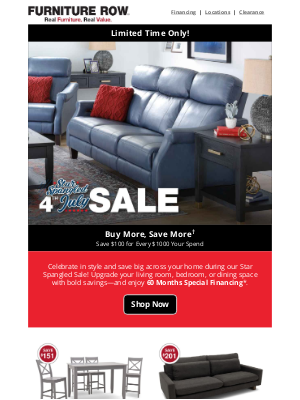 Furniture Row - Celebration-ready Deals + Buy More Save More†