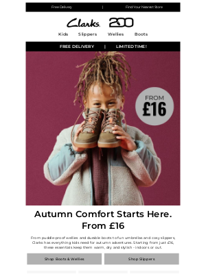 Clarks Shoes (United Kingdom) - Cosy, comfy & weather-ready from £16
