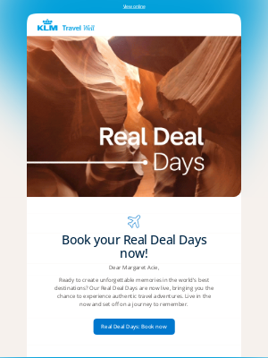 KLM - Real Deal Days are here! Time to secure your unforgettable journey