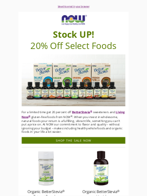 NOW Foods - Get 20% off select foods for a limited time