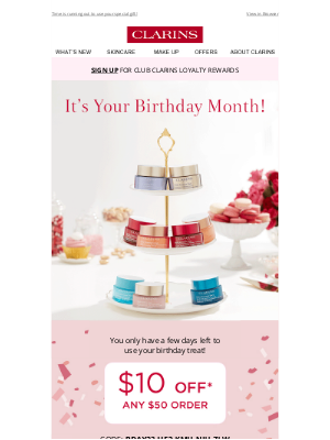 Clarins - Don't Forget to Unwrap Your Birthday Treat From Us