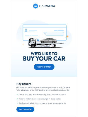 Carvana - Robert, we want YOUR car!
