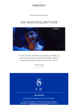 Saratoga Spring Water - Saratoga Is Pleased to Welcome You