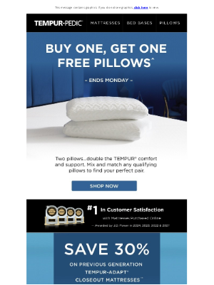 Tempur-Pedic - BOGO Pillows: 3 Days Only
