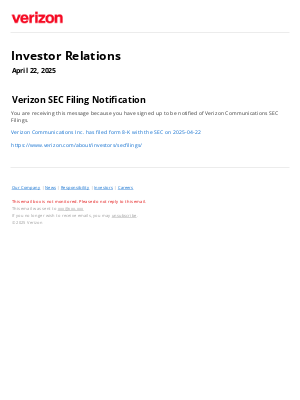 Verizon - VZmail SEC Filing Notification