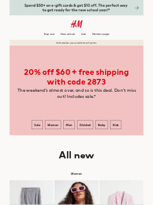 H&M - Last day to get 20% off!