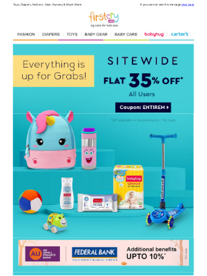 FirstCry (India) - ⚡️ EVERYTHING is on Sale @ FLAT 35% OFF ⚡️