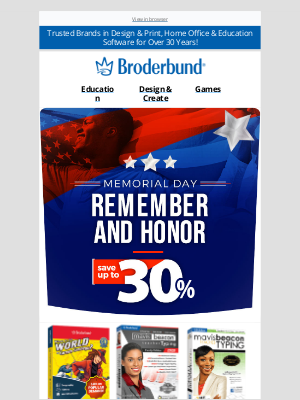 Broderbund - Memorial Day Catalog Offer -  Save Up To  30%!