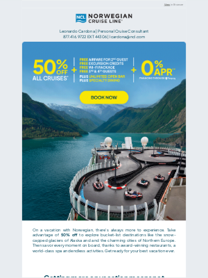 Norwegian Cruise Line - Get 50% Off All Cruises + More At Sea