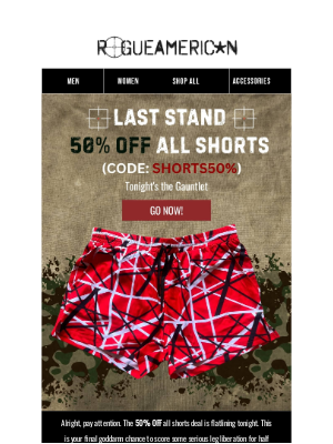 RogueAmericanApparel.com inc - Zero Hour | 50% OFF Shorts 🔥 Avoid the Heat Stroke