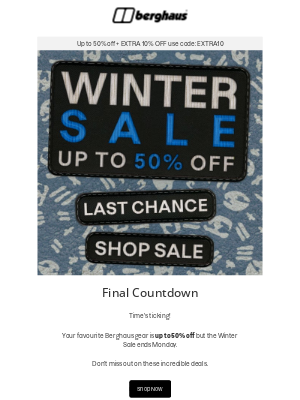 Berghaus (United Kingdom) - ⏰ Final Countdown: Up to 50% off