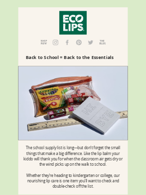 Eco Lips - Pencils, Backpacks, Lip Balm. ✔️