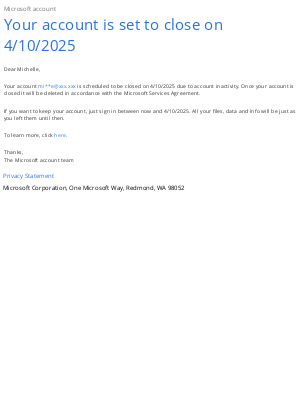 Microsoft - Microsoft account security notification