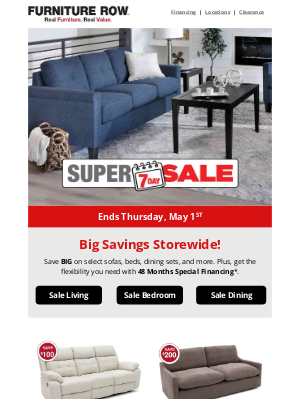 Furniture Row - The 7 Day Super Sale is HERE