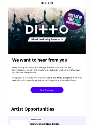 Ditto Music Promotion - Take our survey + win a year of Pro 🔥