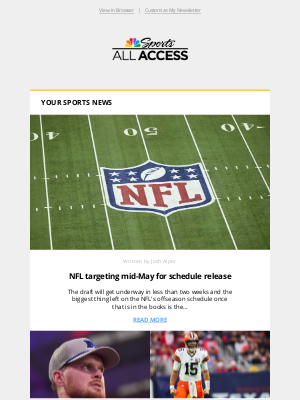 NBC Sports - NFL targeting mid-May for schedule release