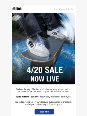 Etnies - 4/20 Sale Now Live
