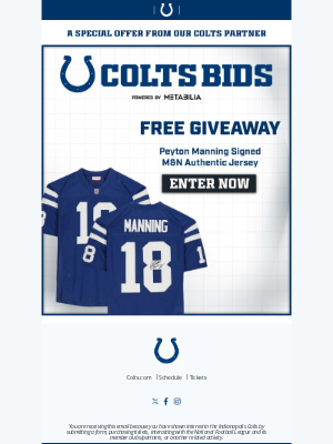 Indianapolis Colts - Enter To Win A Peyton Manning ✍️ Autographed Jersey
