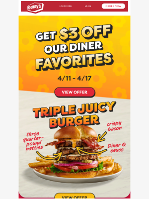 Denny's - $3 off our fave meals 🍔