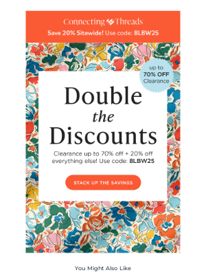 Connecting Threads - Limited Time: 20% Off Sitewide Including Clearance!
