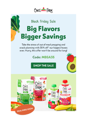 Once Upon a Farm - 35% Off Mega Snack & Meal Packs 🤩