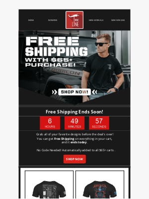 NineLineApparel - Last Day for Free Shipping!