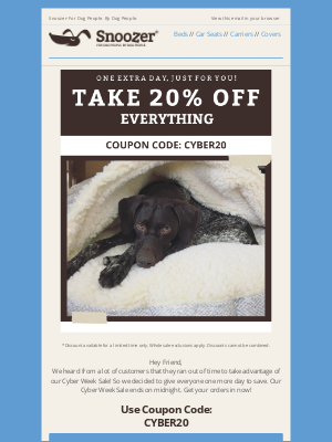 Snoozer Pet Products - We've Extended Our Biggest Sale of The Year! 🎁