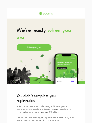 Acorns - Finish signing up to start investing with Acorns 🐿️