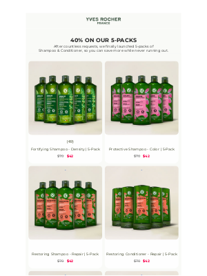 Yves Rocher - 40% on our 5-packs 📦