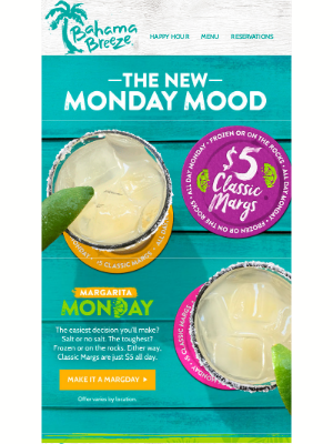 Bahama Breeze - $5 Margs. All. Day. Long.