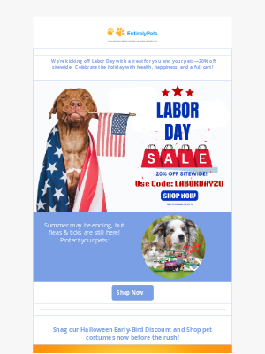 EntirelyPets - 🎉 Labor Day Sale: 20% Off for Pets & Parents!