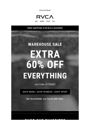 RVCA - 60% Off EVERYTHING