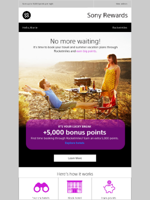 Sony - Don't wait, book your vacation today & score big points