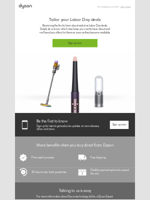 Dyson - Tailor your Labor Day deals