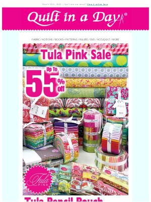 Quilt In A Day - Up to 55% off - Tula Pink Sale, New Vinyl Bags & 100 Modern Quilt Book