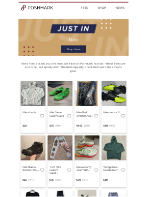 Poshmark - Just In: Nike at up to 70% off