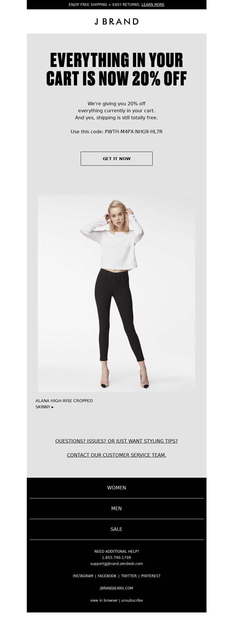 J BRAND - Get 20% Off Your Shopping Cart NOW