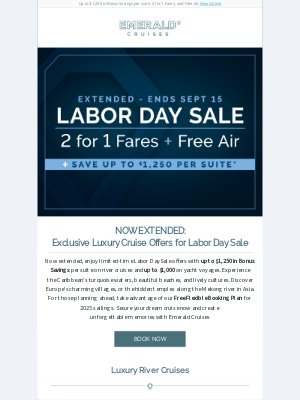 Emerald Waterways - Great News: Labor Day Sale Now Extended